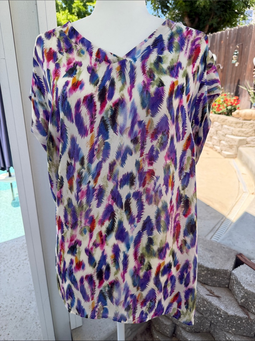 CAbi Multicolor Leopard-Print V-Neck Tunic - Purple, Blue, Green, Pink, Yellow